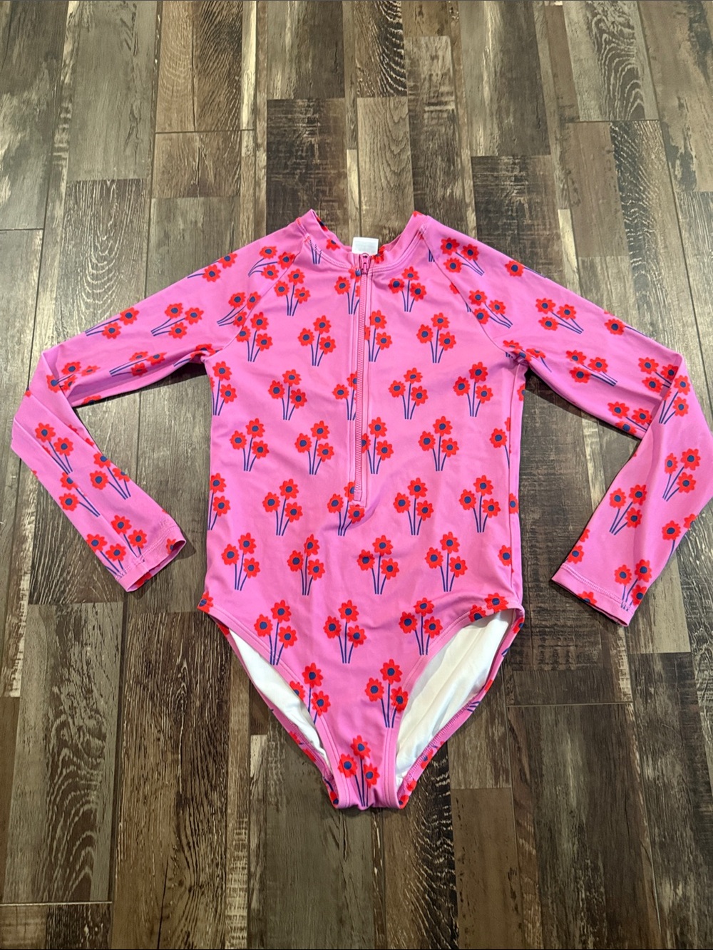 Hanna Andersson Pink Floral Long-Sleeve One-Piece Swimsuit